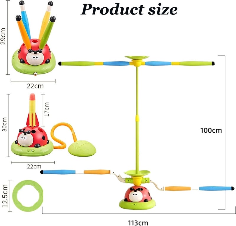 Beauenty 5 in 1 Musical Jump, Toss Ring Game Toy and Rocket Launcher for Kids - Image 4